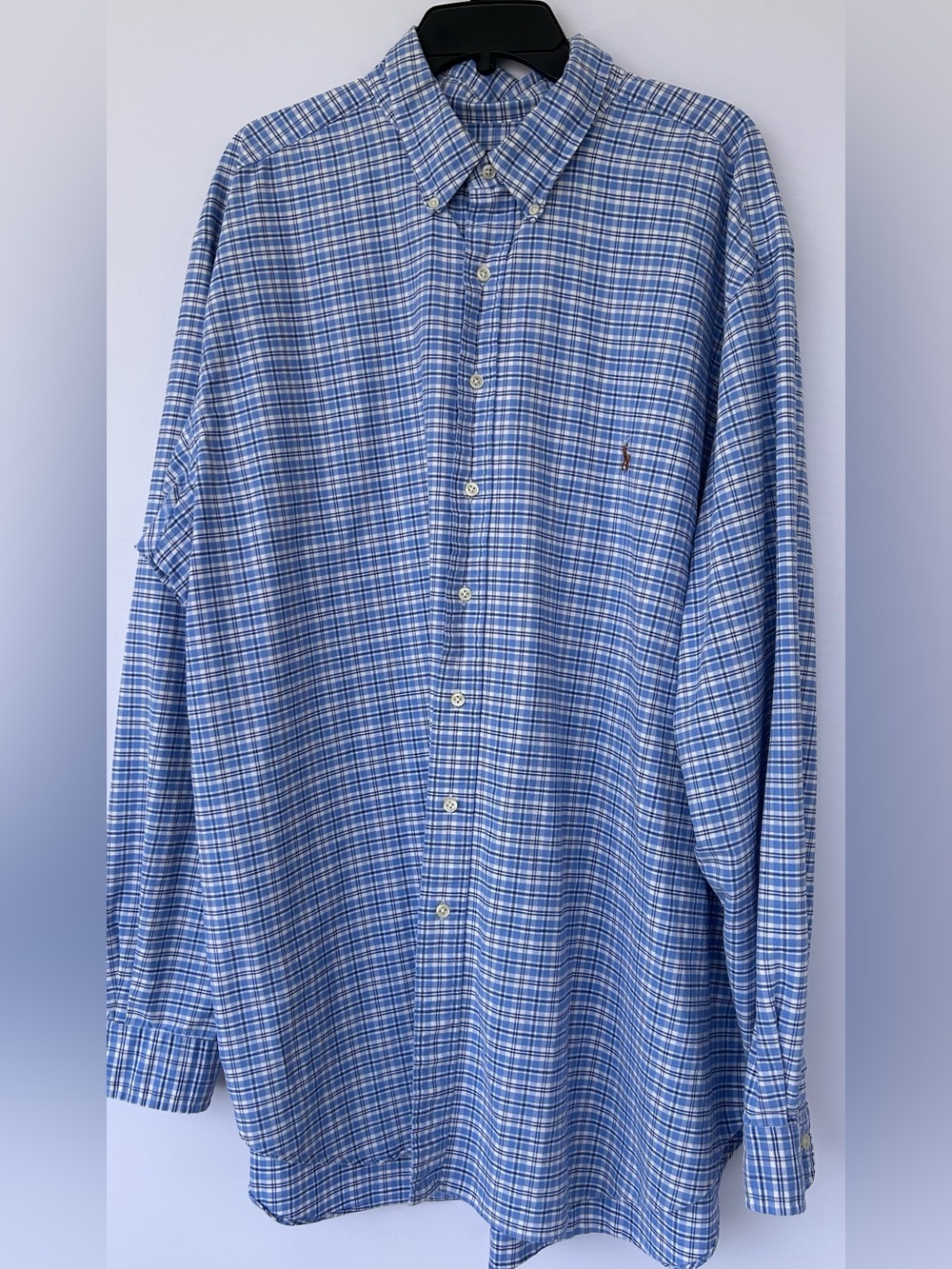 Ralph Lauren Men’s Oxford Button Down Shirt‎ Long Sleeve Blue Plaid Size 3XLT